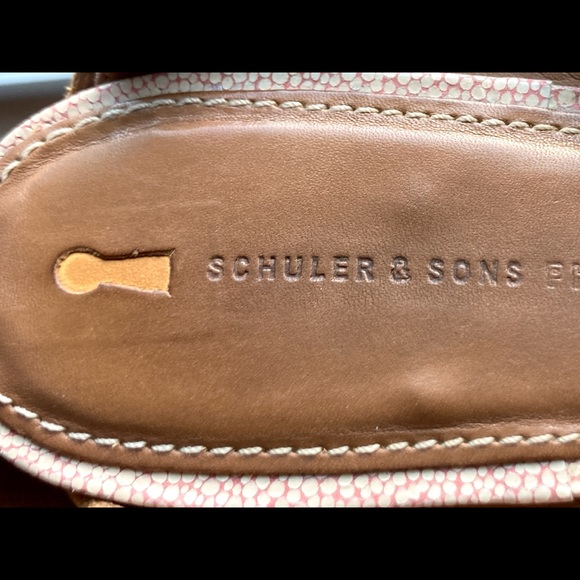 Schuler & Sons Strappy Leather Platform Angular Wooden Heel. Size 8. - Picture 8 of 8